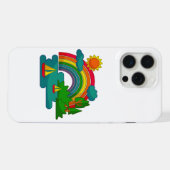 太陽の雲と虹の下のボートの旅行の風景 iPhoneケース (裏面横)