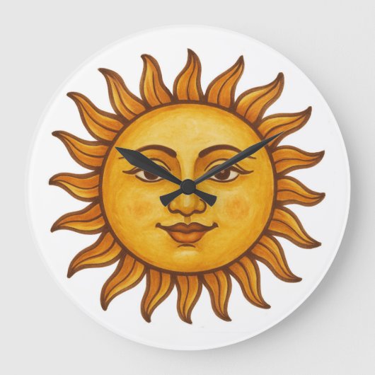 太陽の顔 ラージ壁時計 (正面)