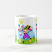 太陽の風船と花のマグカップ コーヒーマグカップ (中央)