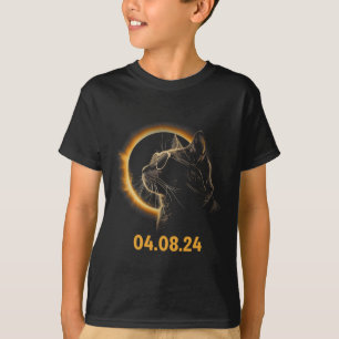 太陽の食猫太陽の日食メガネ猫おもしろい Tシャツ
