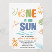 太陽の1つ、プールパーティー初夏誕生日 招待状 (正面/裏面)