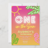 太陽の1つ – 女の子1歳の誕生日 招待状 (正面)