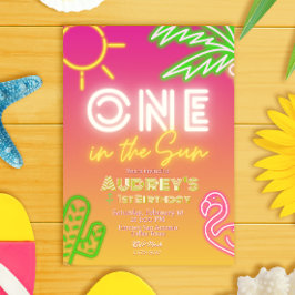 太陽の1つ – 女の子1歳の誕生日 招待状
