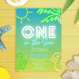 太陽の1つ – 男の子1歳の誕生日 招待状