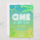 太陽の1つ – 男の子1歳の誕生日 招待状 (正面)