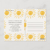 太陽の1回目の誕生日パーティーへの招待 ポストカード (裏面)