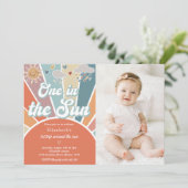 太陽の1歳の誕生日に1つの消音虹の写真 招待状 (スタンド正面)