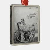 太陽の2頭の馬に手入れをするトリトン メタルオーナメント (右)
