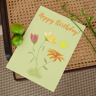 太陽の3つの花 – 透明誕生日。 カード