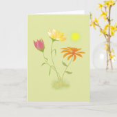 太陽の3つの花 – 透明。 カード (黄色い花)