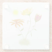 太陽の3つの花 – 透明。 ガラスコースター (裏面)