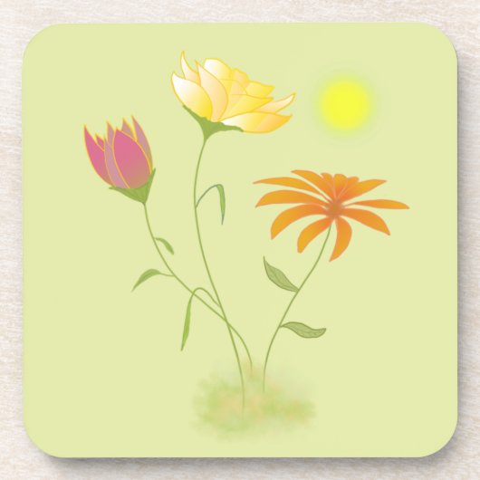 太陽の3つの花 – 透明。 コースター (正面)