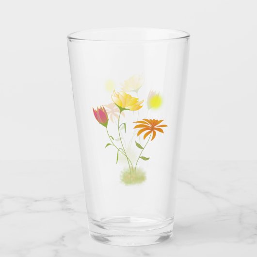太陽の3つの花 – 透明。 タンブラーグラス (正面)
