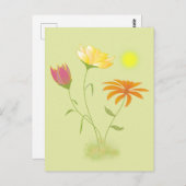 太陽の3つの花 – 透明。 ポストカード (正面/裏面)