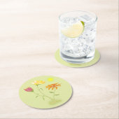 太陽の3つの花 – 透明。 ラウンドペーパーコースター (インサイチュ)