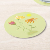 太陽の3つの花 – 透明。 ラウンドペーパーコースター (アングル)