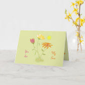 太陽の3つの花 – 透明+文字。 カード (黄色い花)