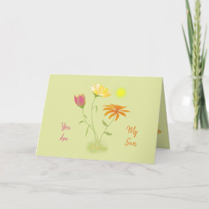 太陽の3つの花 – 透明+文字。 カード