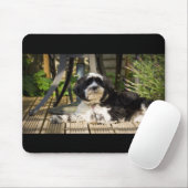 太陽のdeckingに置いている犬 マウスパッド (マウス)
