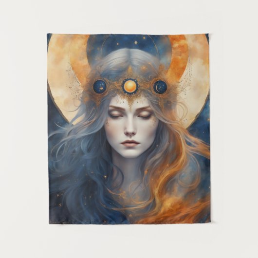 太陽のEclipse女神ファンタジープリント タペストリー (正面)