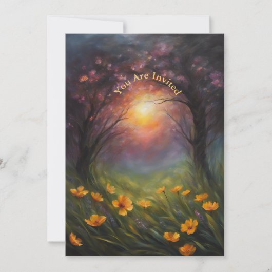 太陽のEclipse表示パーティー完全なカスタム花 招待状 (正面)