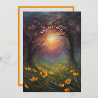 太陽のEclipse表示パーティー完全なカスタム花 招待状