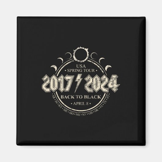 太陽のEclipse 20172024戻る黒い米国春へ マグネット (正面)