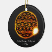 太陽のEclipse 2024きらめく金ゴールドの花 セラミックオーナメント (左)