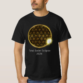 太陽のEclipse 2024きらめく金ゴールドの花 Tシャツ
