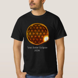 太陽のEclipse 2024きらめく金ゴールドの花 Tシャツ