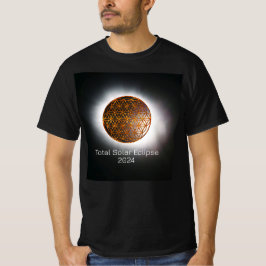 太陽のEclipse 2024きらめく金ゴールドの花 Tシャツ