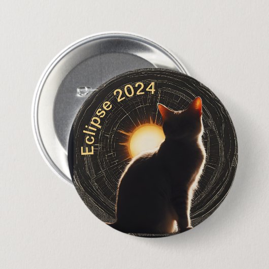 太陽のEclipse 2024の日猫 缶バッジ (正面&裏面)