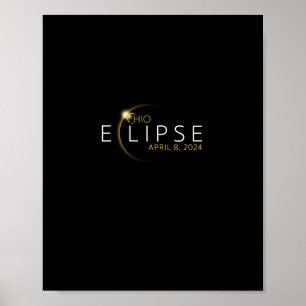 太陽のEclipse 2024州オハイオ総太陽の食 ポスター
