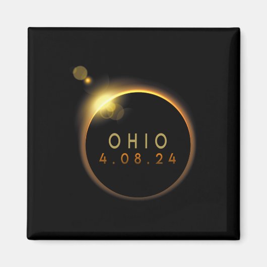 太陽のEclipse 2024州オハイオ総太陽の食 マグネット (正面)