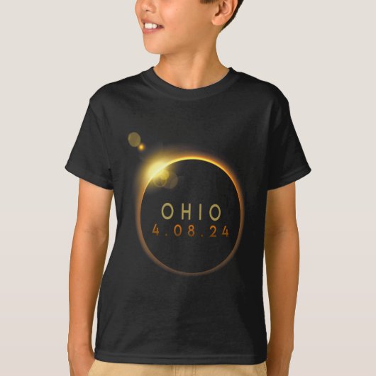 太陽のEclipse 2024州オハイオ総太陽の食 Tシャツ (正面)