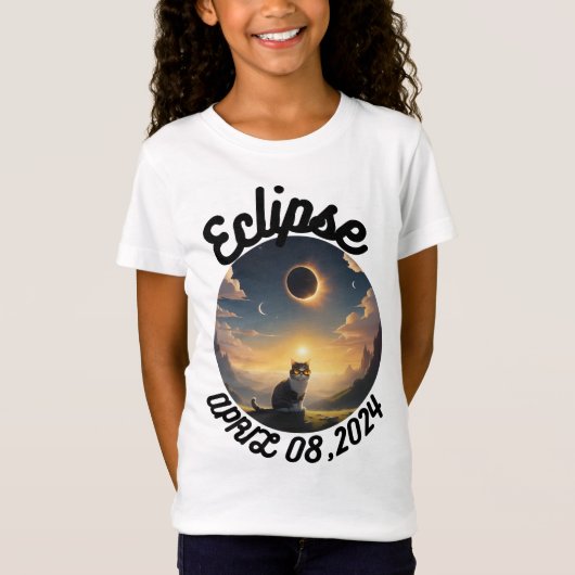 太陽のEclipse,2024 Cat Weak Glasseを太陽の装着 Tシャツ (正面)
