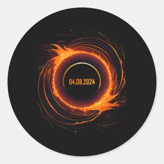 太陽のEclipse 2024 Total Sun Eclipse ラウンドシール (正面)