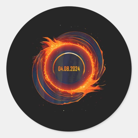 太陽のEclipse 2024 Total Sun Eclipse ラウンドシール (正面)