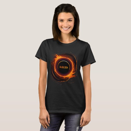 太陽のEclipse 2024 Total Sun Eclipse Tシャツ (正面フル)