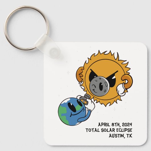 太陽のEclipse 2025フォトボムパーソナライズされた キーホルダー (正面)