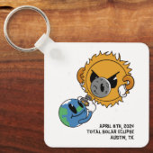 太陽のEclipse 2025フォトボムパーソナライズされた キーホルダー (正面)