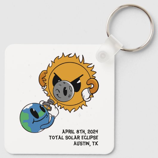 太陽のEclipse 2025フォトボムパーソナライズされた キーホルダー (裏面)