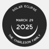 太陽のEclipse 2025 パーソナライズされた ラウンドシール (正面)