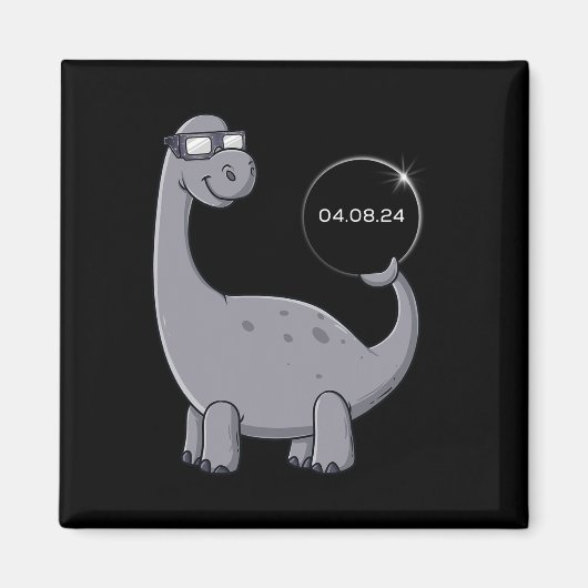 太陽のEclipse Dino 04.08.2024おもしろい幼児ボーイズGir マグネット (正面)