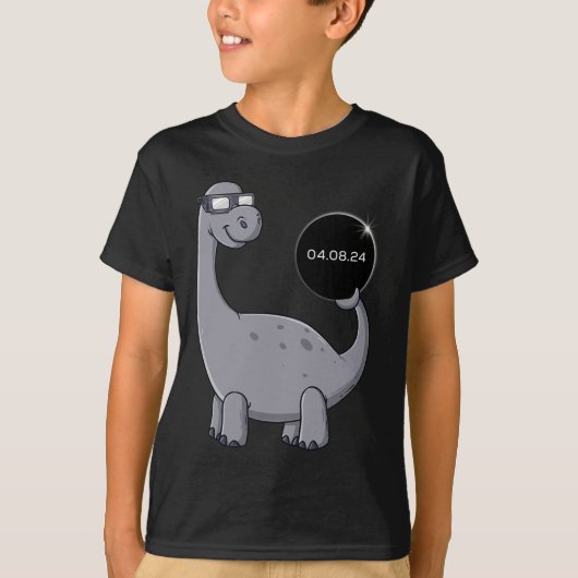 太陽のEclipse Dino 04.08.2024おもしろい幼児ボーイズGir Tシャツ (正面)