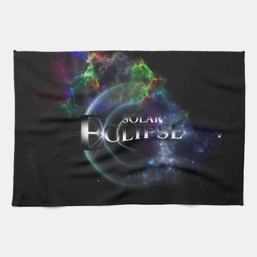 太陽のEclipse Fractal Art Spacescape キッチンタオル (横)