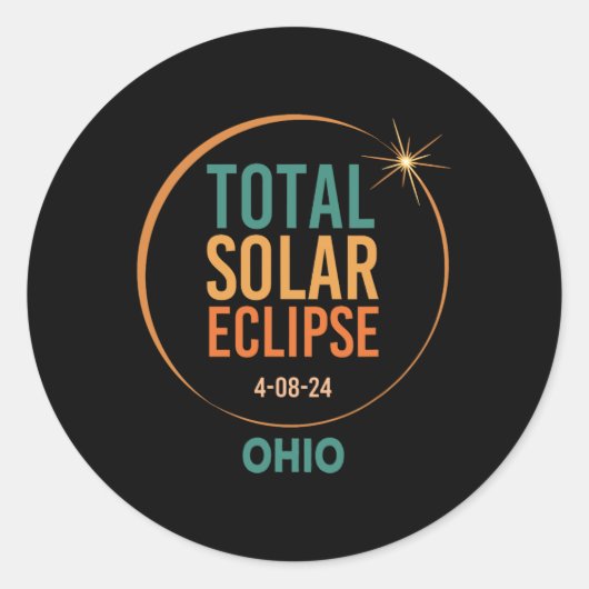 太陽のEclipse Ohio 2024年4月8日トータル全能 ラウンドシール (正面)