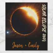 太陽のeclipse realistic sun editable文字 ワインラベル (シングルラベル)