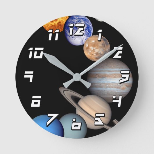 太陽のSystem Montage JPL Planet Photos ラウンド壁時計 (正面)