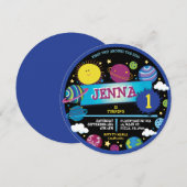 太陽のSYSTEM SUNベビーの最初の1歳の誕生日パーティー 招待状 (正面/裏面)